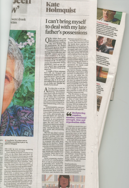 The Irish Times and Decluttering After Bereavement with The Declutter Therapist